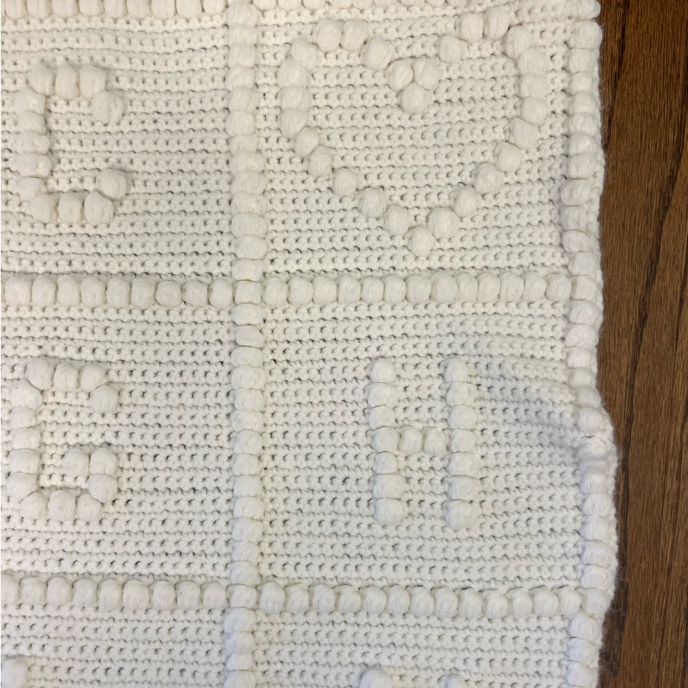 Handmade White Baby Blanket with Alphabet - 3' by 3' - Picture 5 of 5